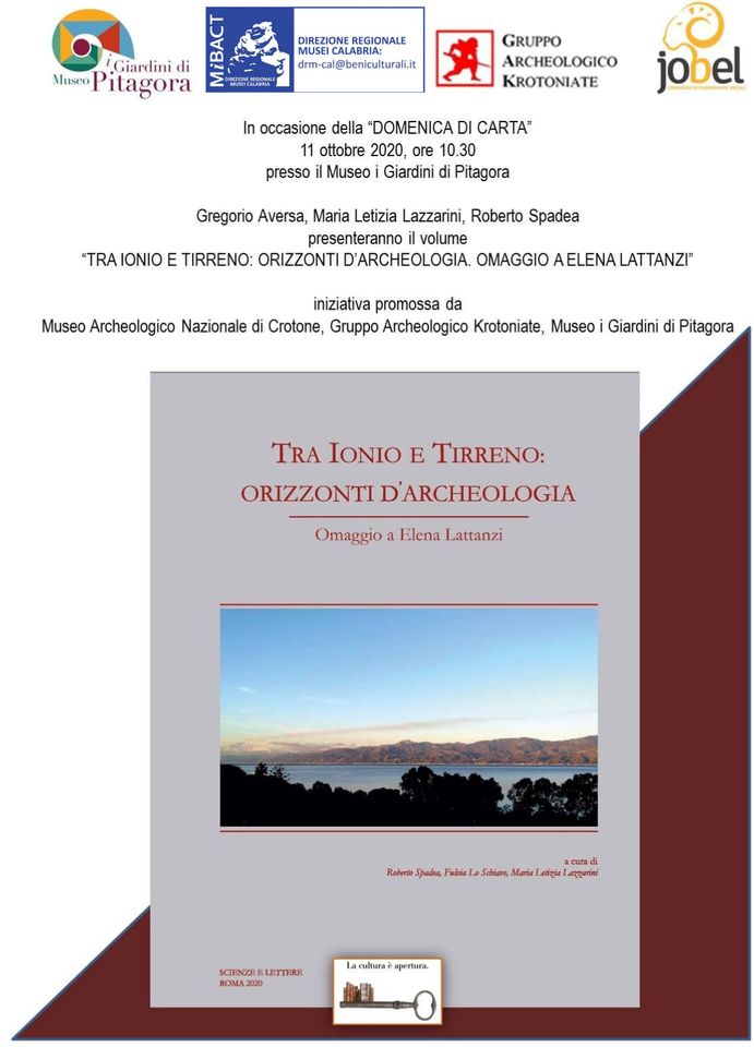DOMENICA DI CARTA 2020 – A Crotone "Tra Ionio e Tirreno: orizzonti d'archeologia. Omaggio a Elena Lattanzi"